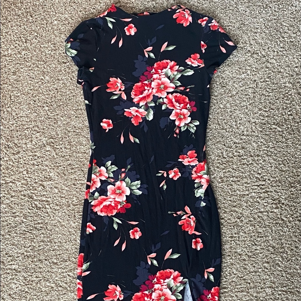 Floral Left Leg Cut Bodycon Dress (Petite)
